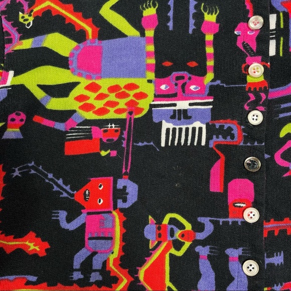 United Colors of Benetton Abstract Colorful Snap Button Sweatshirt Size Small - Picture 5 of 13